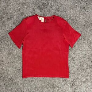 Women’s Red Short-Sleeve Crewneck Blouse